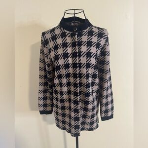 St John Neiman Marcus Checkered Black and Tan Button Down Cardigan